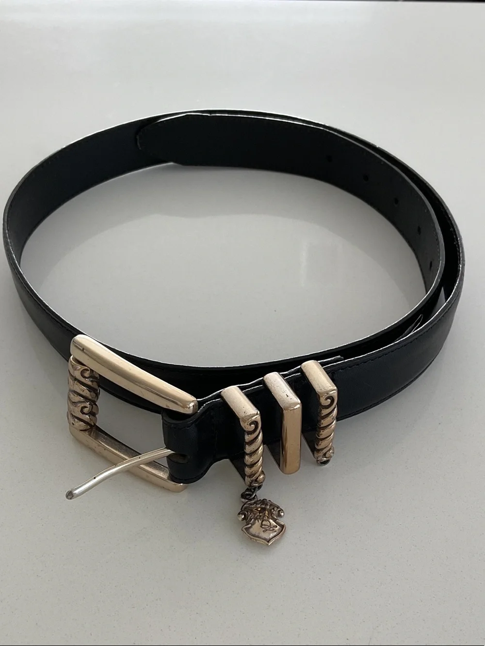 Brighton Black Leather Belt with Subtle Stitching | large 34